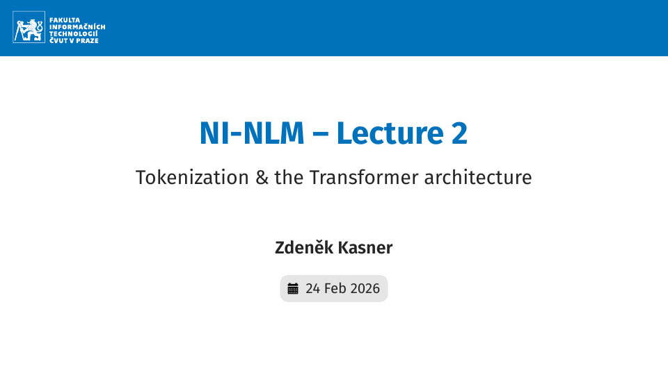NI-NLM – Lecture 2: Tokenization & the Transformer architecture