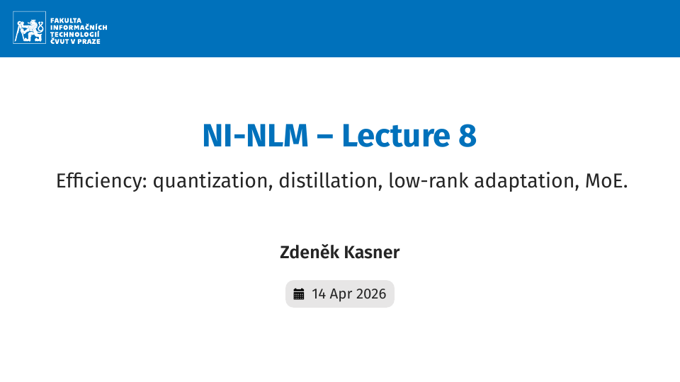 NI-NLM – Lecture 8: Efficiency: quantization, distillation, low-rank adaptation, MoE