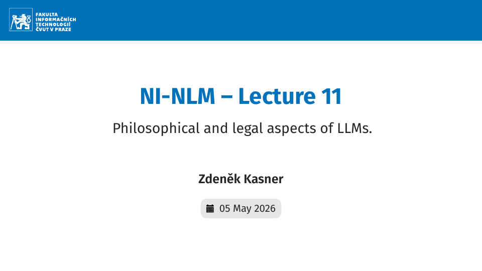 NI-NLM – Lecture 11: Philosophical and legal aspects of LLMs