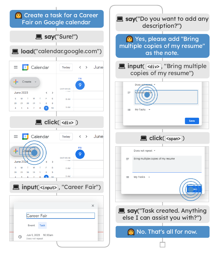 Ukázka webového agenta ovládajícího Google Kalendář