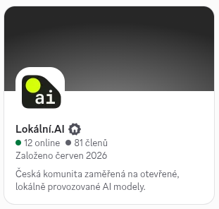 Karta Discord serveru Lokální.AI s počtem členů